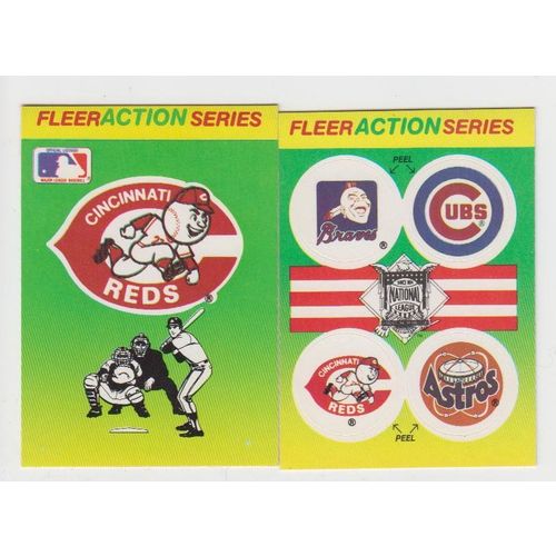 Two 1990 Fleer Action Series Cincinnati Reds Team Logo Stickers cards