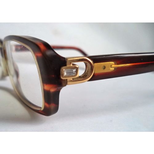 DKNY 4610 B vintage Brown Tortoise Horn Rim Eyeglasses Crystal 53-16 womens rect