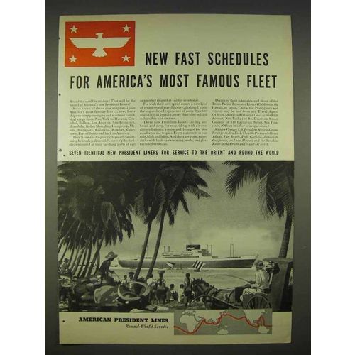 1940 American President Lines Cruise Ad - Famous Fleet