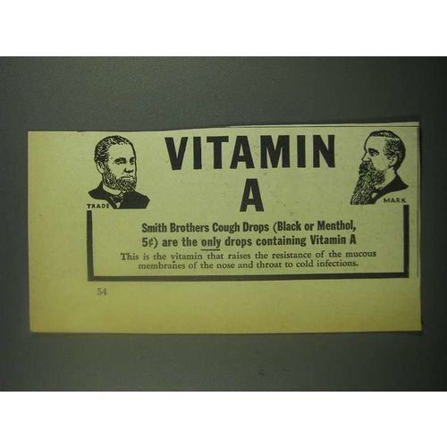 1939 Smith Brothers Cough Drops Ad - Vitamin A
