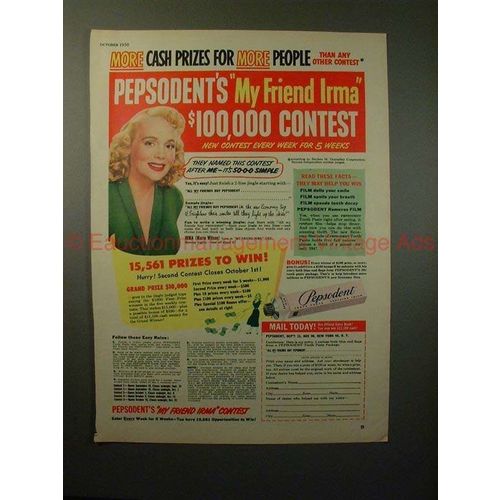 1950 Pepsodent Ad w/ Marie Wilson - My Friend Irma!!