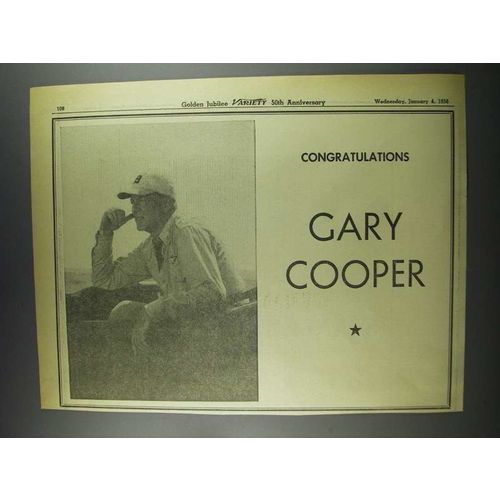 1956 Gary Cooper Ad - Variety 50th Anniversary