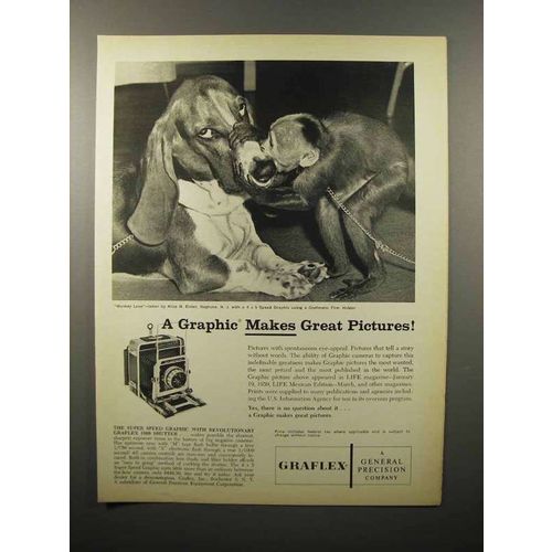 1960 Graflex Super Speed Graphic Camera Ad - Monkey