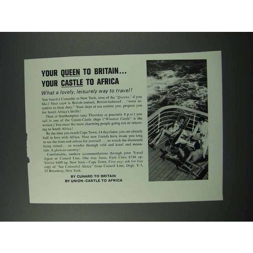 1961 Cunard / Union-Castle Cruise Ad - Your Queen