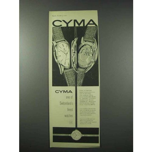 1961 Cyma Autorotor Watch Ad - Switzerland's Finest