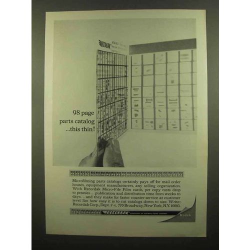 1965 Kodak Recordak Microfilm Ad - Parts Catalog Thin