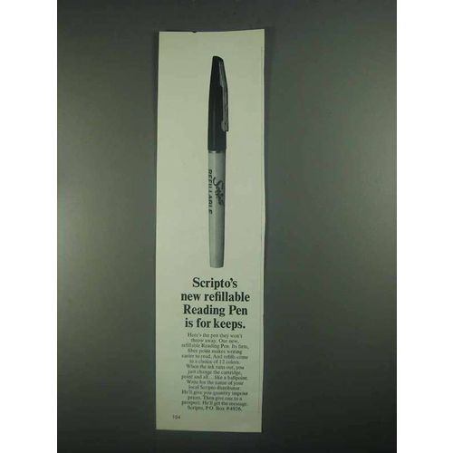 1967 Scripto Refillable Reading Pen Ad - Is For Keeps