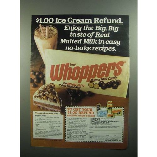 1984 Leaf Whoppers Candy Ad - Whoppers Ice Cream Torte