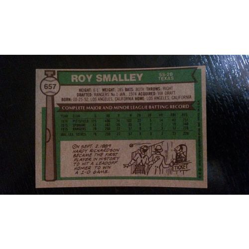 1976 Topps Card # 657 Roy Smalley Good (2) Texas Rangers