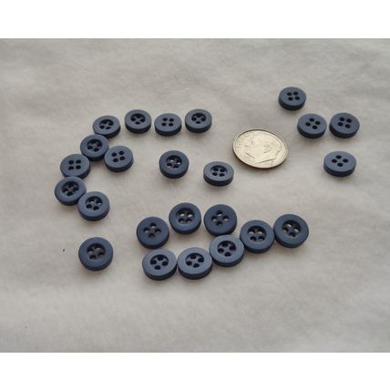 JJ25 Blue Round Buttons 4 Hole 9mm 3/8 Resin 25 Pieces Sewing Crafting