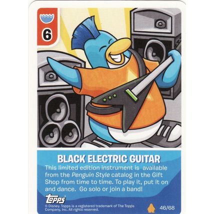 Disney Club Penguin Series 3 Fire 46/68 Black Electric Guitar