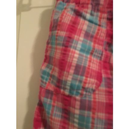 Bobbie Brooks Girls Pink & Blue Plaid Capri Pants Drawstring Size XS 4/5