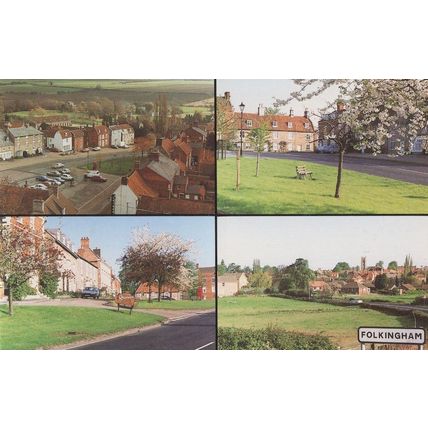 Folkingham Lincolnshire Town Sign Market Place Teapot Postcard