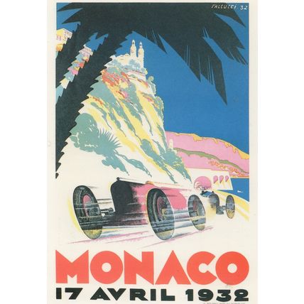 Monaco Grand Prix 1932 Motor Race Racing Poster Postcard