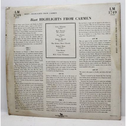 Bizet - CARMEN - Highlights The Robert Shaw Chorale 1952 LP Vinyl Record (P8)