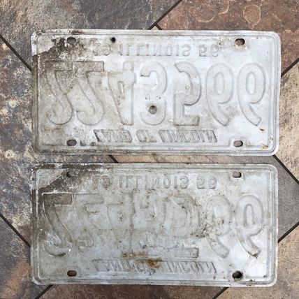 Illinois 1956 Vintage License Plate Pair Rustic Antique Vintage Patina 2243566