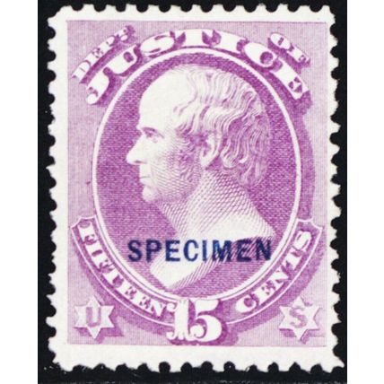 O31SD, Unused As Issued 15¢ Official Specimen Stamp CV $1250 * Stuart Katz