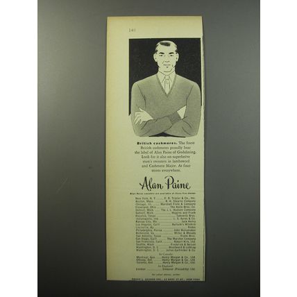 1955 Alan Paine Fashion Ad - British Cashmeres