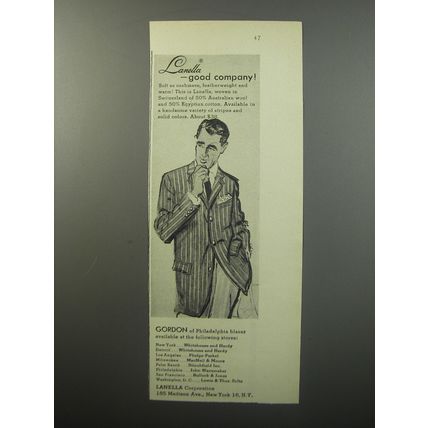 1955 Gordon of Philadelphia Blazer Ad - Lanella - good company
