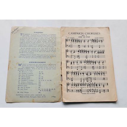 CAMPAIGN CHORUSES - No. 3 - National Young Life Campaign - Booklet - Dated 1952