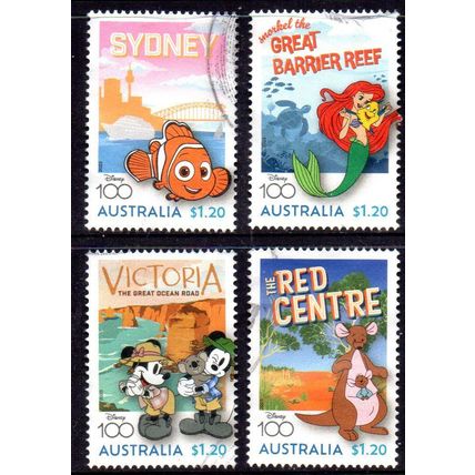 AUSTRALIA: 2023, DISNEY 100 YEARS OF WONDER, SYDNEY, SET 4 USED SHEET PERF 346/7