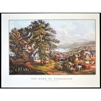 HOME OF EVANGELINE 1952 Frances Flora Bond Palmer - Nathaniel Currier PRINT