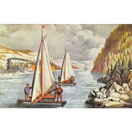 ICE-BOAT RACE ON THE HUDSON 1952 Nathaniel Currier - James Merritt Ives PRINT