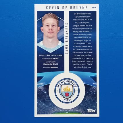 Topps Best Of The Best 20/21 Kevin De Bruyne Game Breakers Foil Supersize GB4