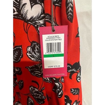NWT Vince Camuto Women's Floral Swing Tank Top Red Sleeveless Size L