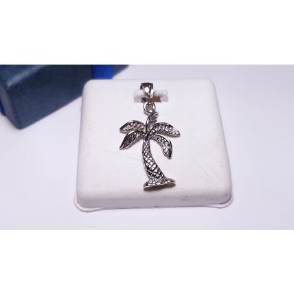 Estate 1" including bail detailed 14Kt White Gold Palm Tree Pendant #20892
