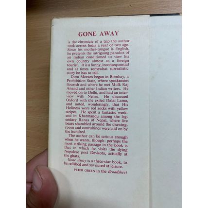1961 DOM MORAES "GONE AWAY" AN INDIAN TRIP JOURNAL VINTAGE HARDBACK BOOK (P3)