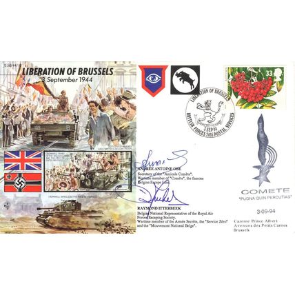 Liberation Of Brussels Andree Antoine MULTI WW2 Hand Signed FDC