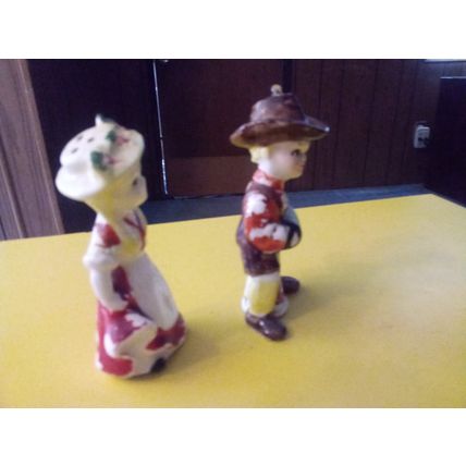 Old Vintage Original Cowboy & Cowgirl Salt & Pepper Shakers 1950s