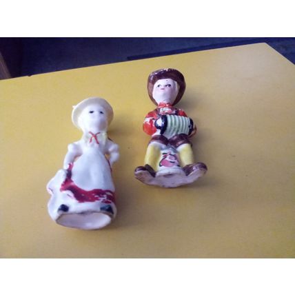 Old Vintage Original Cowboy & Cowgirl Salt & Pepper Shakers 1950s