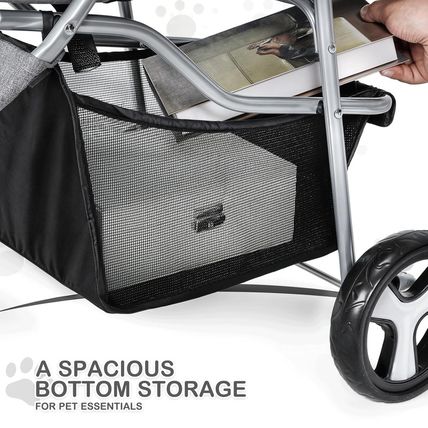 Monibloom 3 Wheels Pet Dog Cat Stroller for Small Medium Dogs and Cats, Lightwei