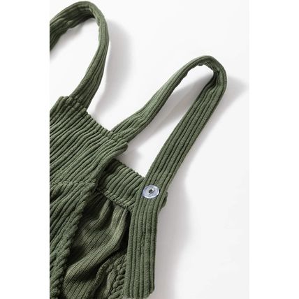 Jungle Green Solid Pocketed Loose Fit Corduroy Overall