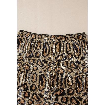 Brown Sequined Leopard Print Disco Mini Skirt