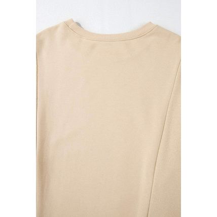Apricot Loose Patchwork Crewneck Plus Size Sweatshirt