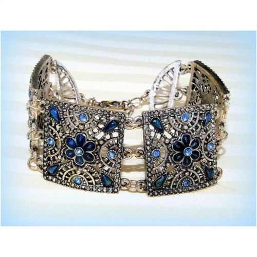 Pre Loved Tibetan Silver Crystal Stones Bracelet Jewellery 1734