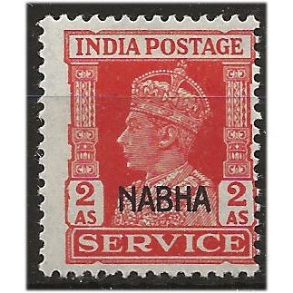 Nabha (ICS) 1942 O62 2a Vermillion SERVICE Mounted Mint .. .