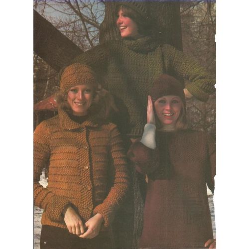 Knit/Crochet Sweater Pattern Ridged Cardigan/Hat