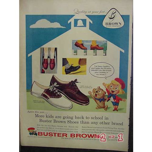 BUSTER BROWN 1957 back to school childrens saddle loafers vintage ad