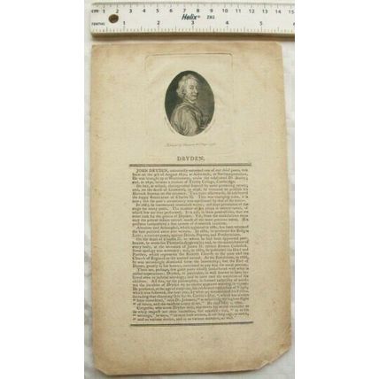 1794 engraving & biography - Dryden