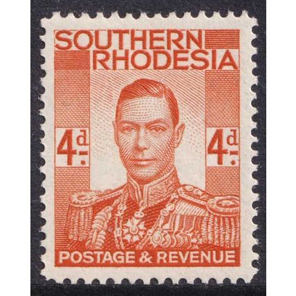 Southern Rhodesia KGVI 1937 4d Red-Orange SG43 Mint MH