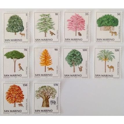 Lot of 10 new stamps from San Marino. Theme: local flora and fauna.