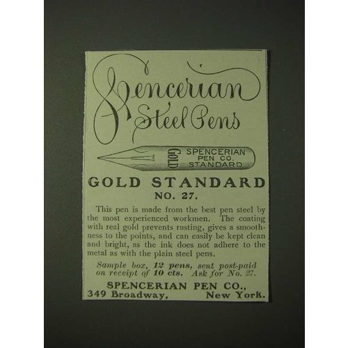 1900 Spencerian Pens Ad - Spencerian Steel Pens Gold Standard No. 27