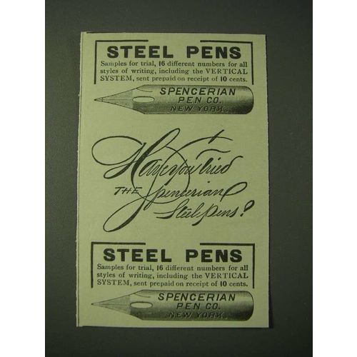 1900 Spencerian Pens Ad - Steel Pens