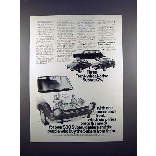 1972 Subaru G Car Ad - Three Front-Wheel-Drive