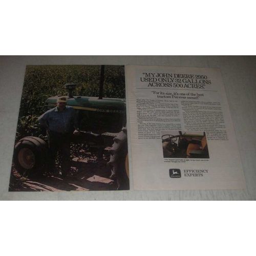 1985 John Deere 2950 Tractor Ad - Used only 32 gallons across 500 Acres