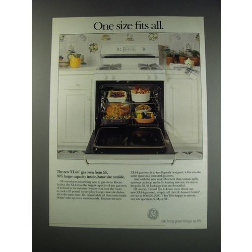 1991 GE XL44 Gas Oven Ad - One size fits all